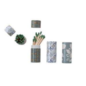 Safety Matches in Tube Matchbox w/ Flowers, 3 Styles